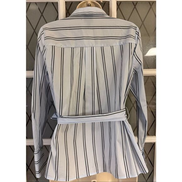 Worthington Womens Blue Striped Tie Waist Blouse Size Small - Picture 5 of 10